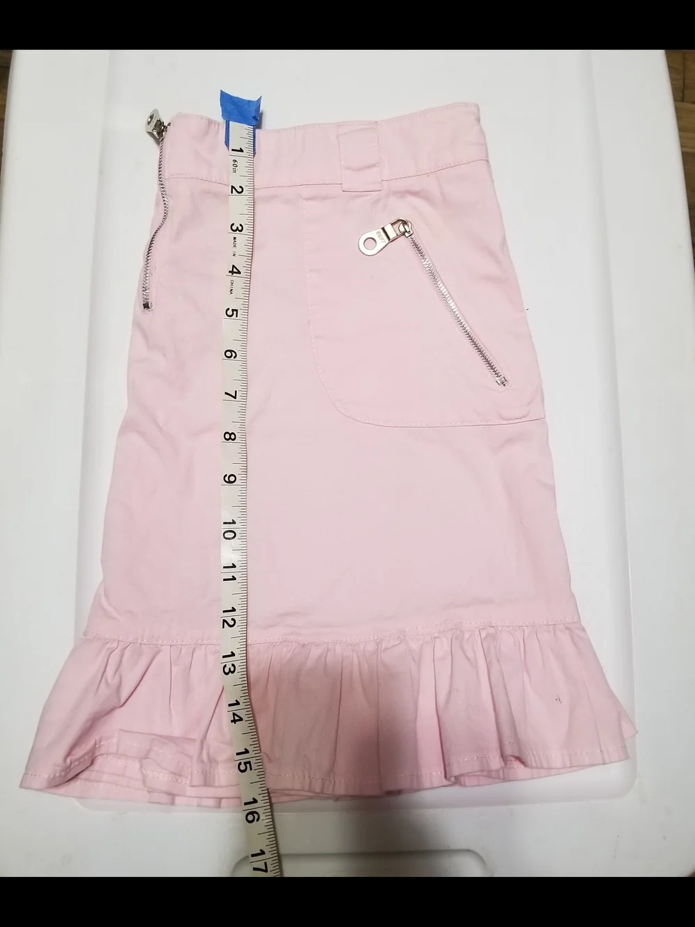 Vagabond Kid's 13 Light Pink Skirt with Ruffled Hem & Zippered Pockets & Closure